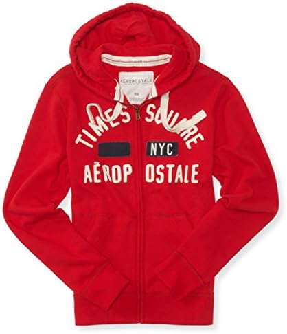 Aeropostale Mens Times Square Full Zip Hoodie (Red)