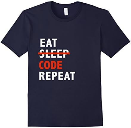 Mens Eat No Sleep Code Repeat Computer Science Nerd Geek T-shirt Small Navy