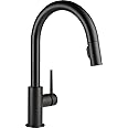 Delta Faucet Trinsic Matte Black Kitchen Faucet Black, Kitchen Faucets with Pull Down Sprayer, Kitchen Sink Faucet, Faucet for Kitchen Sink, Magnetic Docking Spray Head, Matte Black 9159-BL-DST