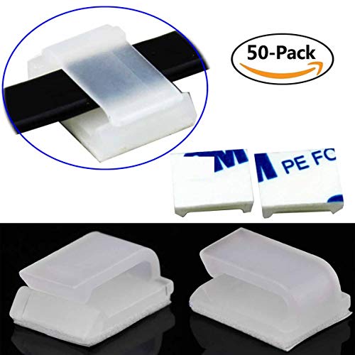 Cable Clips Wires Clamp (White Set of 50) with SelfAdhesive