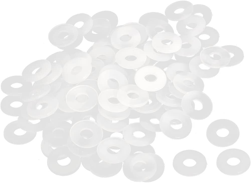 TOP-VIGOR 500Pcs M4 Clear Nylon Flat Washers, 8mm OD 4mm ID 1mm Thickness for Faucet Pipe Screws Washer Spacers Valve Replacement