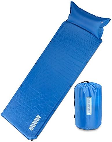Premium Self Inflating Sleeping Pad - Lightweight &amp; Durable Camping Floor Air Mat - Easy To Inflate - No Pump Needed - Built-In Head Pillow - Foldable &amp; Portable Outdoor Travel Gear Design