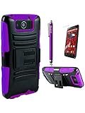 Cover-UÂ® Motorola Droid Maxx XT1080M Extreme Rugged Dual Layer Kickstand Combo Case with Belt clip Holster Purple/Black Included [Free Premium Screen Guard + Free Cover U (TM) Stylus Pen + Anti-Dust Plug]
