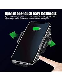 Cargador de coche inalámbrico, soporte universal para teléfono móvil UVIA, ventilación de aire, cargador rápido, ajustable 360 grados de rotación, soporte para teléfono móvil de una sola hora, compatible con iPhone XS XR 8, Samsung S10 S9 Note 9