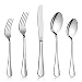 Silverware Set, 40-Piece Flatware Set, E-far Stainless Steel Eating Utensils Service for 8, Dinner Knives/Forks/Spoons, Simple & Classic Design, Mirror Polished & Dishwasher Safe