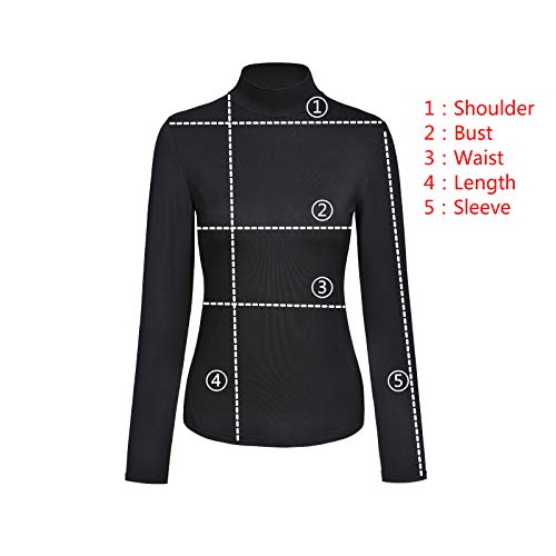 KLOTHO Black Turtleneck Women Shirts Long Sleeve Athletic Casual Tops for Women Medium