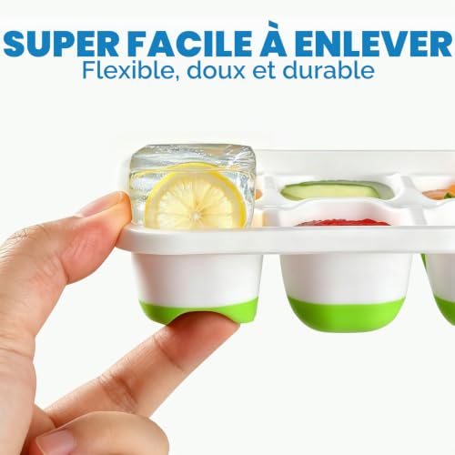 Silicone Ice Cube Trays with Lid, 4 Pieces Small Ice Cube Mould | Flexible and easy to remove, LFGB certified, BPA free and food grade, stackable ice cube tray