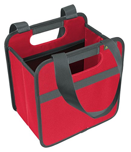 meori 6 Bottle Wine Carrier with handles for wine and other bottles to carry and store after tastings, grocery shopping - a perfect wine enthusiast and hostess gift - (Hibiscus Red) - Thumbnail 4