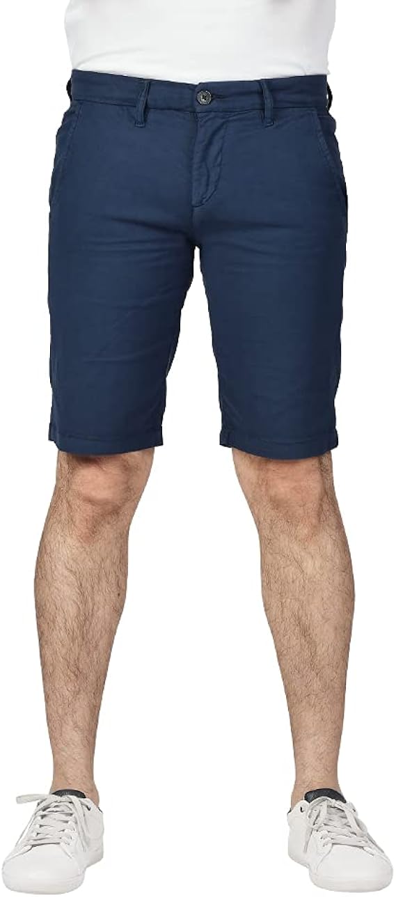 Soroor Linen Shorts for Men's, Slim Fit 11 Inch Inseam Summer Shorts