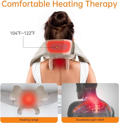 Mebak N1 Neck Massager with Heat, Neck and Shoulder Massager - Deep Tissue Kneading Massage Pillow for Back, Legs and Waist Muscle Pain Relief - Home, Office & Car Use