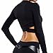 COLO Long Sleeve Crop Tops for Women - Activewear Workout Yoga Gym Top Lounge T Shirts -Cross Black(S)