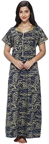 VIXENWRAP Blue & Red Printed Cotton Nighty