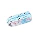 Pack of 2 Cute Pencil Case Box Leather Pencil Holder Pen Pouch Stationery Organizer Cosmetic Bag with Zipper (Blue and Pink Milk) (pinkblue)