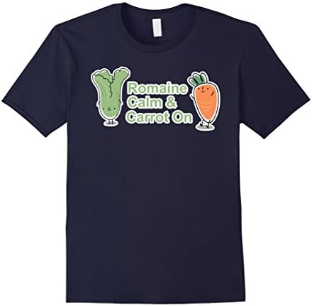 Men's Romaine Calm and Carrot On Funny Vegan Shirt 3XL Navy