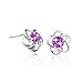 Voberry Newest Fashion 925 Sterling Silver Plated Rose Flower Shaped Austrian Crystal Stud Earrings for Women Ladies Gift (Purple 1)