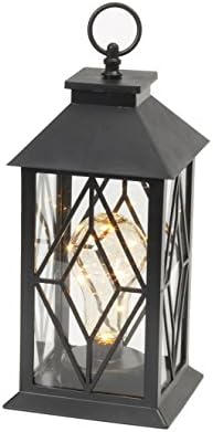11" Black Plastic Patio Table Outdoor LED Lantern 10 Micro Fairy LED lights