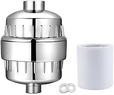 High Output Shower Water Filter with 2 Replacement Cartridges Shower Water Purifier Chrome Plated to Remove Chlorine Heavy Metals Hard Water Softener Universal for Any Shower Head and Handheld Shower