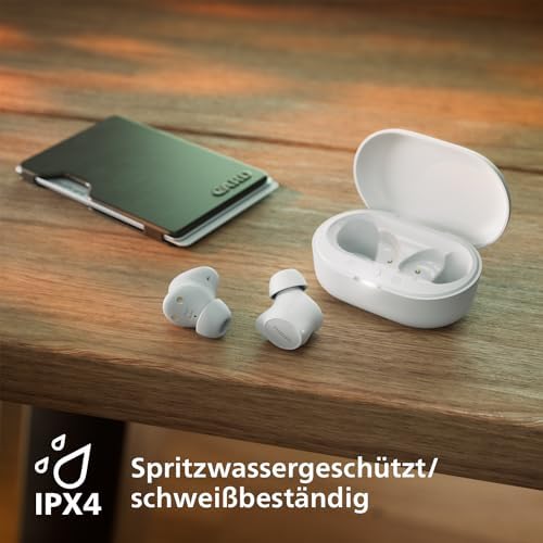 TAT1209WT True Wireless In Ear Bluetooth Headphones - Small Buds. Great Value Natural Sound. Dynamic bass, Pocket-Sized Charging case, Clear Calls - White