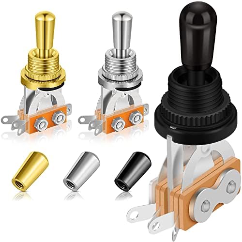 3 Way Guitar Toggle Switch, Electric Guitar Pickup Selector with 3 Pcs Metal Toggle Switch Cap