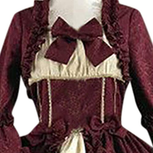 Toimothcn Women Halloween Prom Dress Renaissance Medieval Gothic Victorian Cosplay Costume Queen Dresses(Wine,XXL) - Thumbnail 2