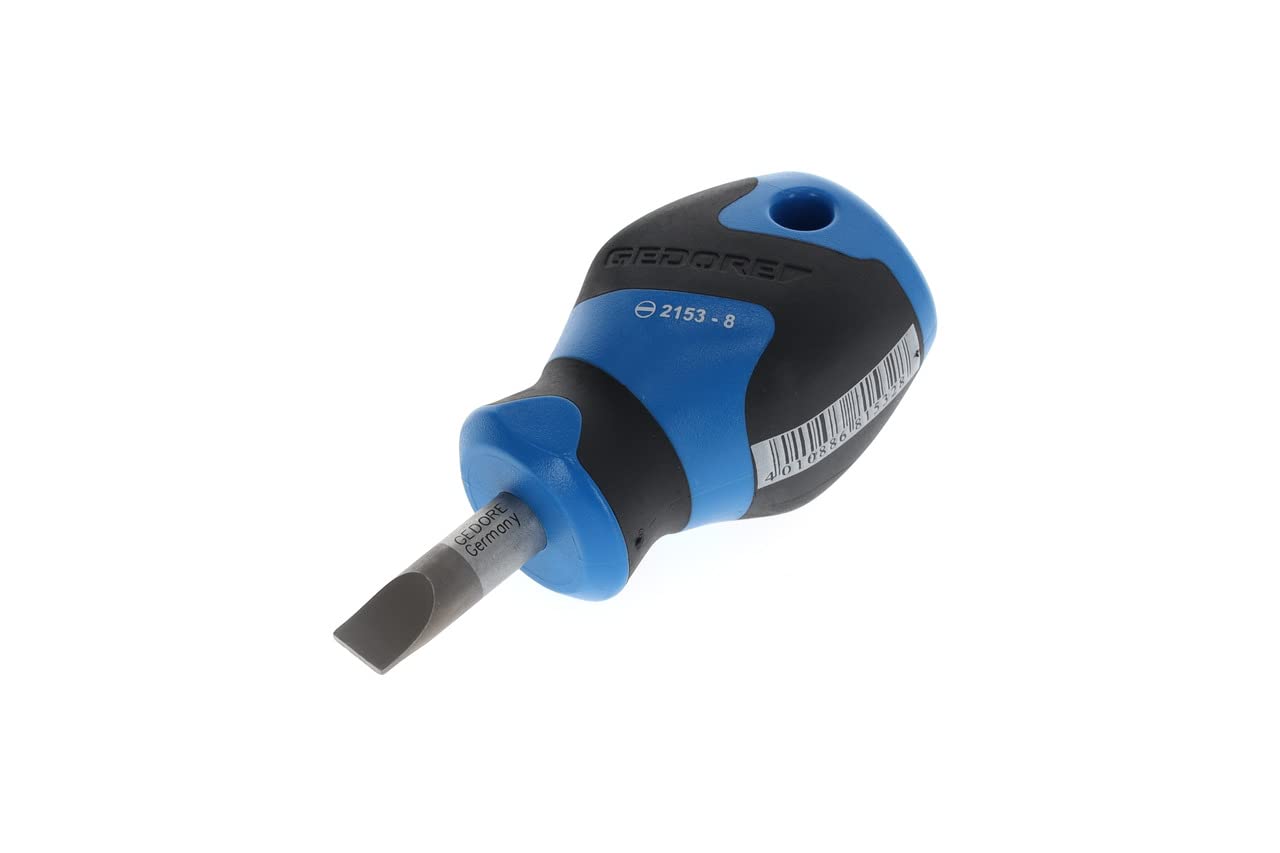 GEDORE Screwdriver slotted small, Mini screwdriver short, 3-component handle, length 81 mm, Tool, 2153 8