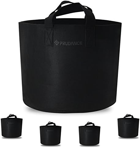 Prudance 5-Pack 20 Gallon Garden Plant Grow Bags,Nonwoven Fabric High Strength Thickening Plant Nursery Aeration Fabric Pots,Black