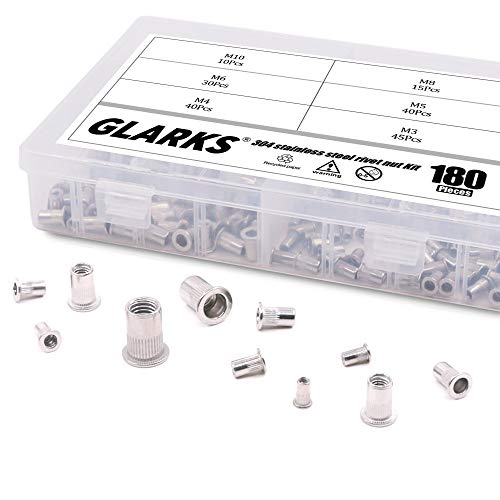 Glarks 180Pcs 304 Stainless Steel Flat Head Threaded Rivetnut Insert Nutsert Rivet Nut Assortment Ki - //medicalbooks.filipinodoctors.org