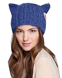 WIIPU Winter Warm Hat Women's Devil Horn Knitted Hats Cat Ears Knitting Caps(N63) (blue)