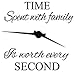 Family Wall Decals~With PVC Clock hands~Time Spent with Family Is Worth Every Second Wall Decal Quote Home Decor Art Quote Decals Wall Art Stickers Decal Home Decor