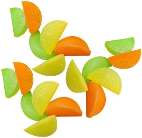 30 Pack of Blue3D(tm) Reusable Fruit Shaped Plastic Ice Cubes in Yellow, Orange and Green *Plastic Cubes Won't Dilute Drinks*