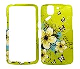 Green Flower Rubberized Snap on Hard Protector Cover Case for Pantech Flex Magnus P8010