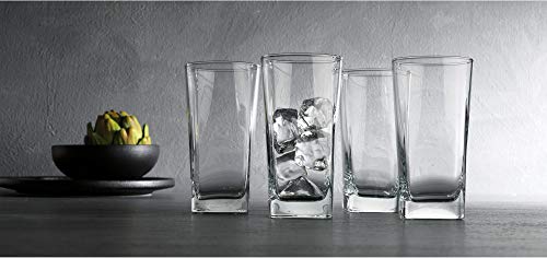 Elegant Drinking Glasses Set of 8, Glassware Set Includes 4 Highball Glasses, 4 Rocks Glasses Heavy Base Glass Cups for Water, Juice, Beer, Wine, and Cocktails