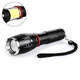 Lyhope LED Tactical Flashlight, Handheld COB Lantern+Flashlight in One, with Magnetic Base Zoom Adjustable Focus 5 Lighting Modes Torch Lights for Indoor and Outdoor Use (Battery Included)