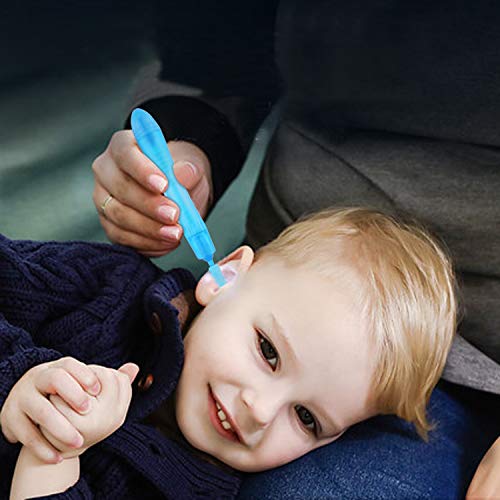 Spiral Ear Cleaner Loop Ear Wax Removal Silicone Head Picker Tool Kit 6pcs Curette Medical Storage Box Safe Care for Kid and Adult(Blue)