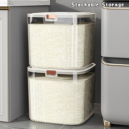 Beauenty Rice Storage Container,Large Food Storage Bin for Kitchen with Sealing Lid,Pet Food Dispenser,Versatile Pantry Organizer for Rice Grains Flour Cereal Pet Food (10kg)