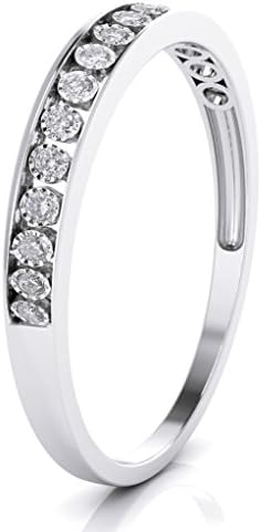 10k White Gold 3mm Channel Set Diamond Band Wedding Anniversary Ring (0.15 ct I-J Color Clarity Si2)