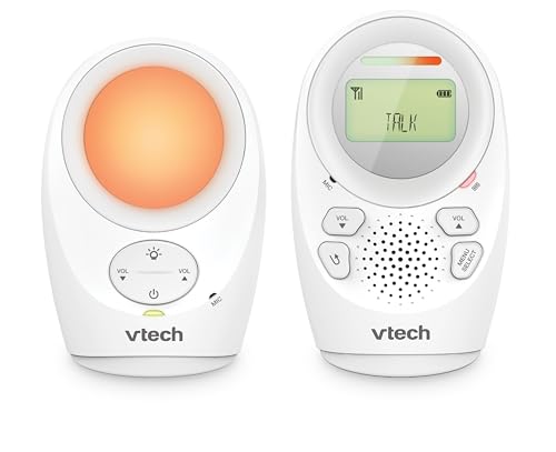 VTech DM1211 Audio Baby Monitor, Long range,Baby monitor with 2-way talk, Noise Level Display, Temperature Sensor, Soothing Sounds, Parent Unit Belt Clip