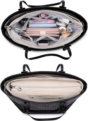 Wawasia Purse Organizer Insert for Handbags, Felt Bag Organizer for Tote & Purse, Tote Bag Organizer Insert with 15 Pockets (Beige, Large)