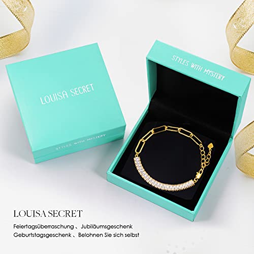 Damen Tennis Armband Rechteck Weiß Zirkonia Büroklammer Link Armkette Mode Verstellbar Armbänder Schmuck Geschenke für Sie Frauen Freundin Ehefrau Mama Geburtstag Jahrestag Hochzeit Party