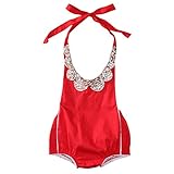 One-piece Summer Sequins Cute Newborn Baby Girl Romper Jumpsuit Backless Bodysuit Outfits Sunsuit (18-24months, Red)