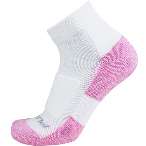 Pure Athlete Comfort Padded Walking Socks - Everyday Ultra-Comfortable Anti-Blister Walker Socks - Also use for Jogging, Running, Sports (Large/X-Large, White/Pink - 1 Pair)