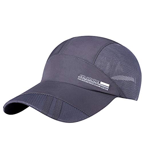 Classic Baseball Hat Quick Dry Sports Hat Lightweight Breathable Unstructured Soft Run Cap Unisex Adjustable Dad Hat Gray