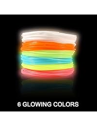 Qifen - Recambios de filamentos 3D para bolígrafos, filamento de impresora 3D, filamentos PLA de 0.069 in, paquete de 25 colores diferentes (6 brillantes, 19 común) impresión 3D, cada color 5 metros, total 125 metros (410 pies)