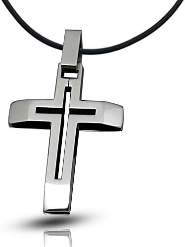 TDN Stores Stainless Steel Cross with Leather Cord