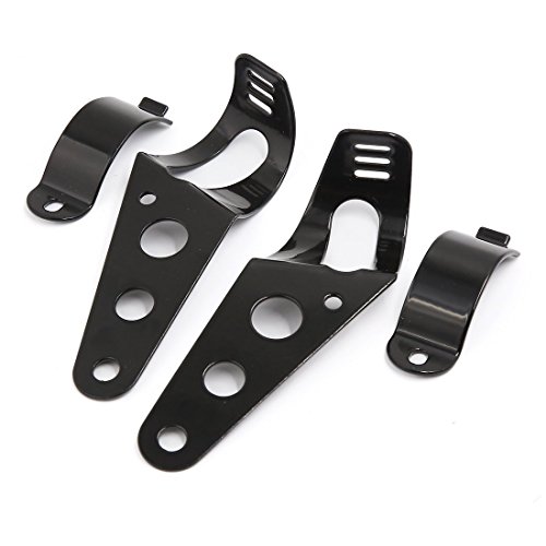 uxcell 2pcs Black Universal Motorcycle Headlight Brackets Fits 28mm-43mm Fork Tubes