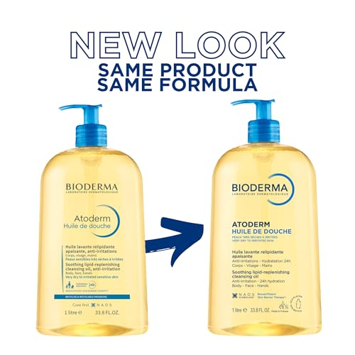BIODERMA ATODERM SHOWER OIL, CLEANSING OIL FOR FACE & BODY, NOURISHING CLEANSING OIL FOR DRY TO ATOPIC SENSITIVE SKIN FOR SOFTER & SMOOTH SKIN FOR YOUR WHOLE FAMILY