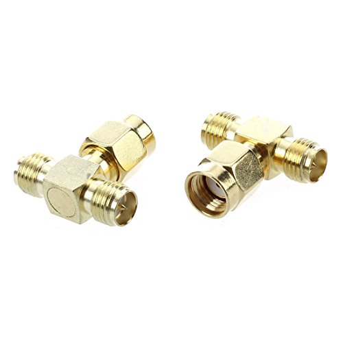 SODIAL(R) 2 Pcs RP SMA Male to Two RP SMA Female Triple T RF Adapter Connector 3 way Splitter