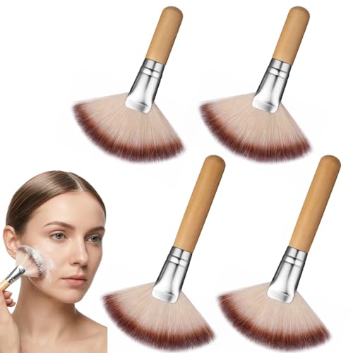 Facial Brush, 4 PCS Soft Bristle Fan Makeup Brushes Face Mask Applicator Brush Facial Applicator Brushes Tools for Women Girls Men Makeup Mask