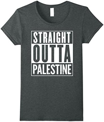 Womens Straight Outta Palestine Funny T-Shirt Short Sleeve Large Dark Heather