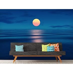 an Image of a Beautiful Sunset Over The Ocean - Removable Wall Mural | Self-Adhesive Large Wallpaper - 66x96 inches